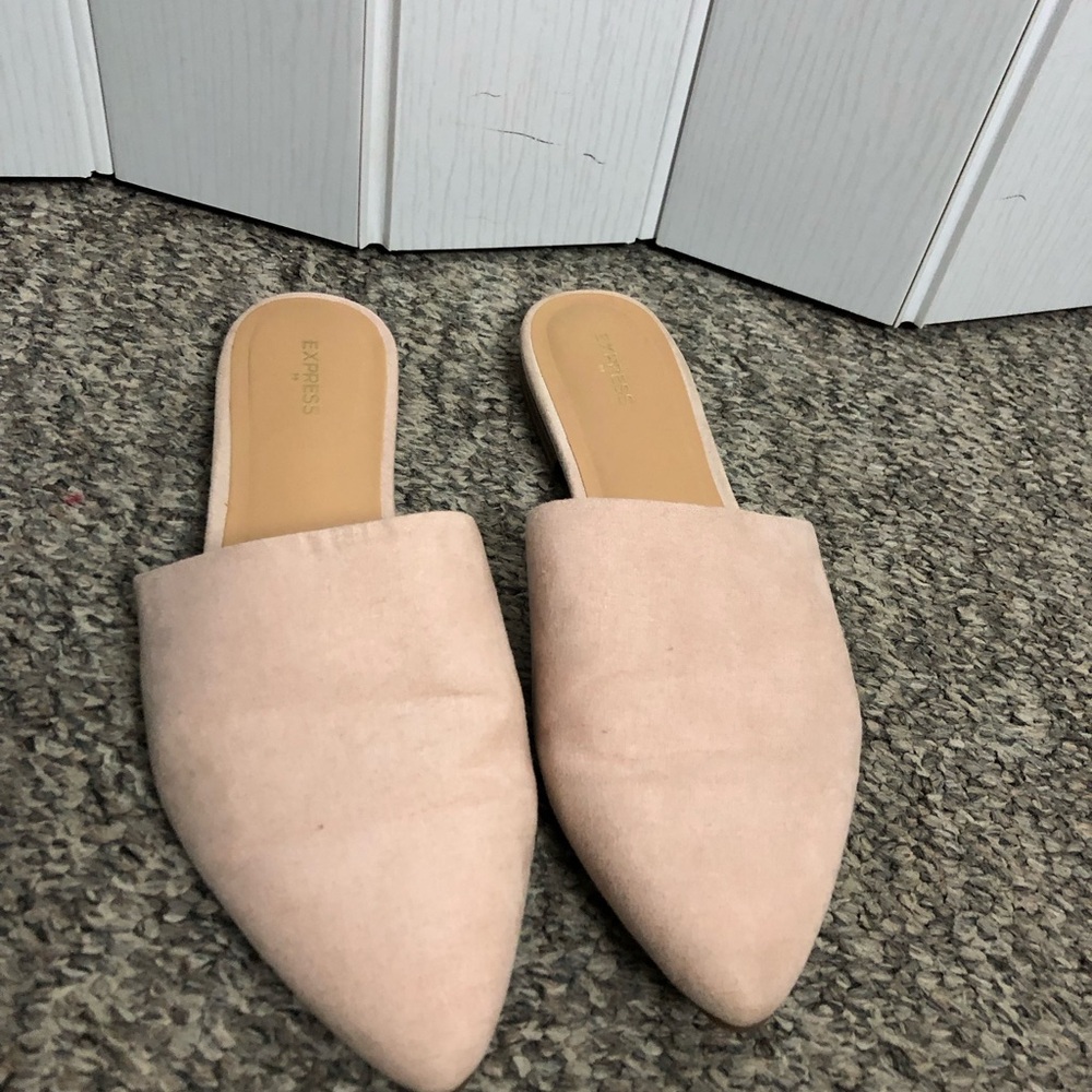 Express Blush Pink Pointed-Toe Suede Slide Mules